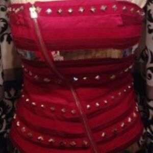 BEBE Sequin Studded Strapless Top M